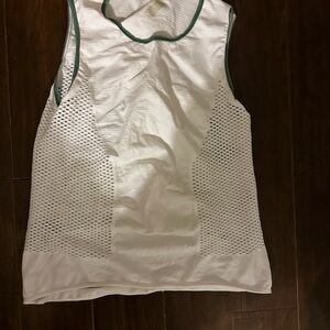 Zara White and Green Mesh Tank Top